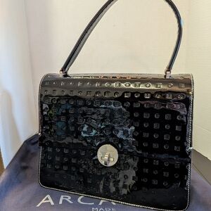 Arcadia Black Patent Leather Handbag